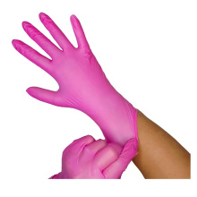 Guantes de nitrilo de vinilo de vinilo rosa de belleza desechable de belleza